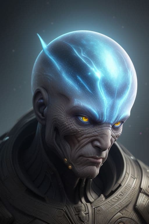 AI generated: Futuristic creature out of other dimention, galaxy background unreal, different dimension, alien, ai...