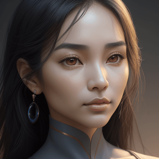 AI generated: the face of a Asia woman with brown eyes the face of a person, in the style of yigal ozeri, light na...