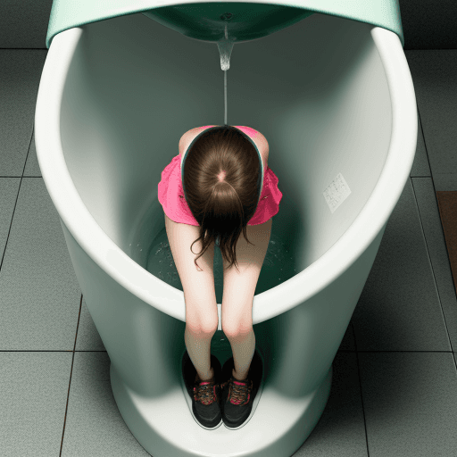 AI generated: girl peeing in a urinal