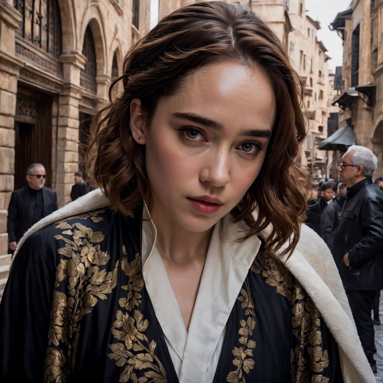 AI generated: portrait Anime as emilia clarke game of thrones girl cute-fine-face, brown-red-hair pretty face, rea...