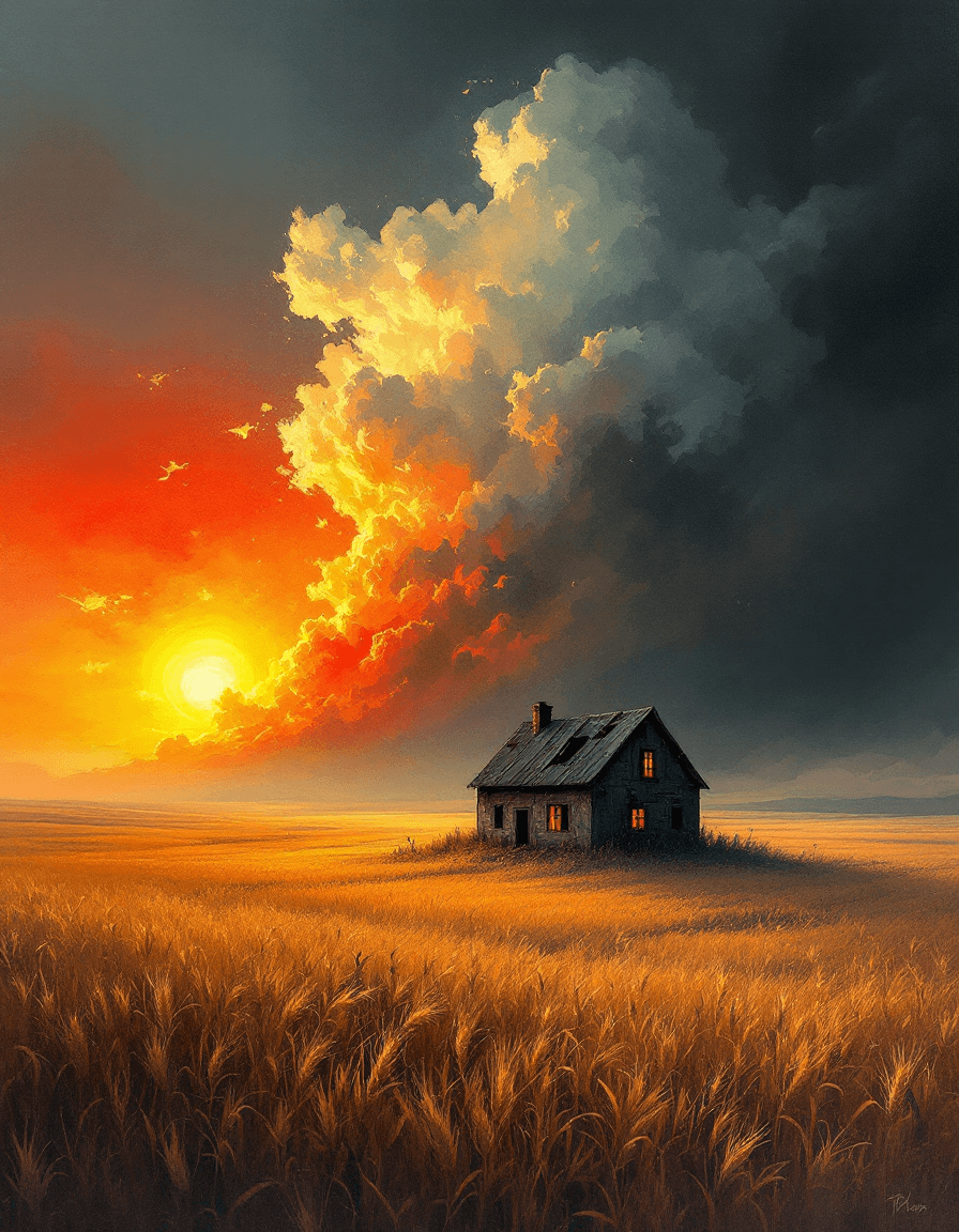 AI generated: A **surreal, atmospheric landscape** rendered in a **fluid abstract style** combining **alcohol ink ...