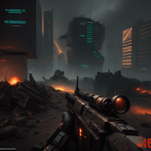 AI generated: Cyberpunk battlefield, ww3, war, end of the world, bronze, copper, zink, metals, war, soldier, destr...