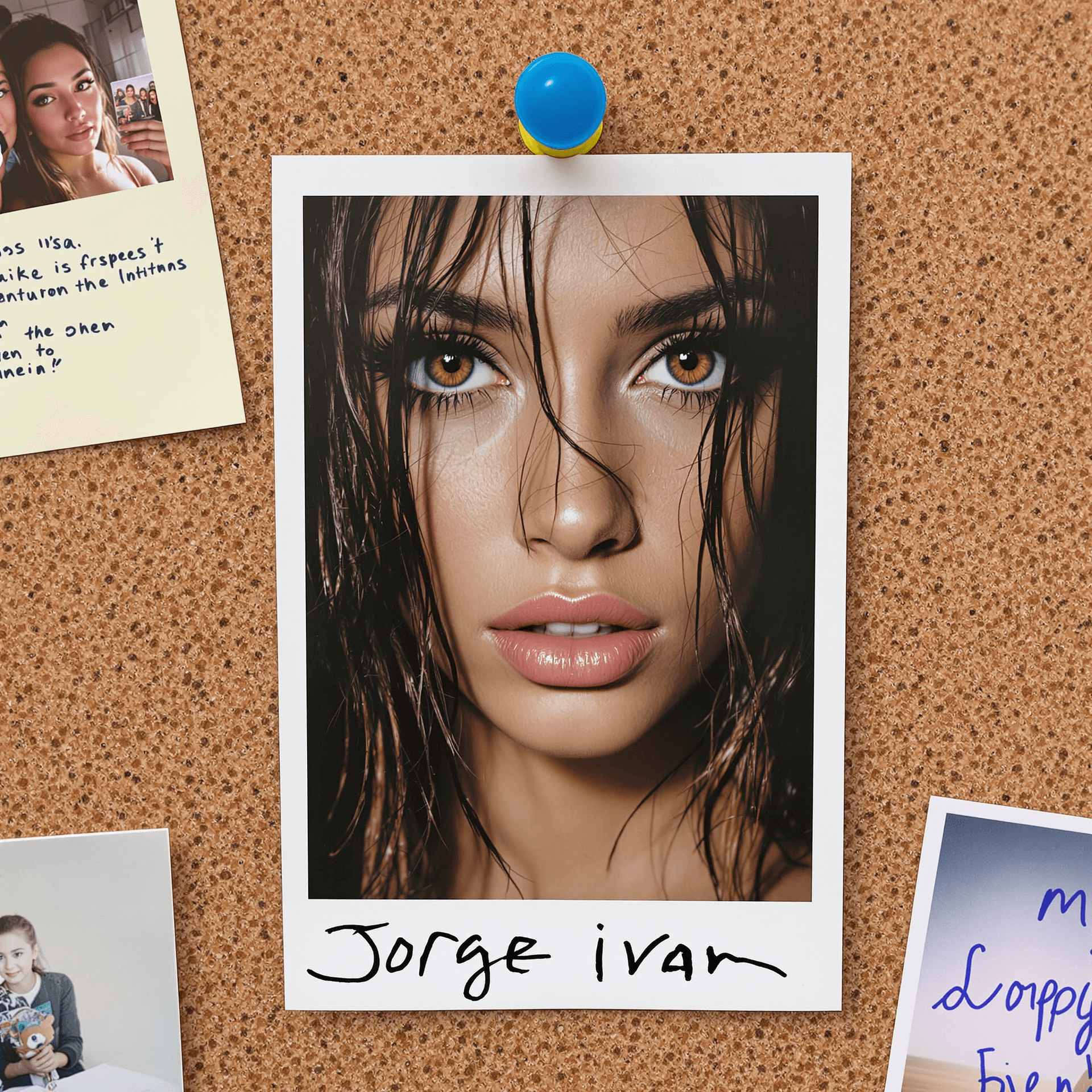 AI generated: Close-up photograph of a beautiful freckled Latina girl's eyes. She has a seductive expression and s...