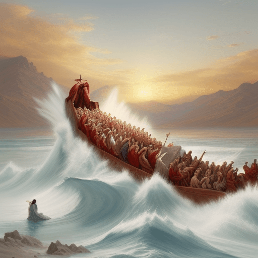AI generated: Moses Parting the Red Sea, Digital Print, Exodus Old Testament, Sketches, Crossing the Red Sea, Jesu...