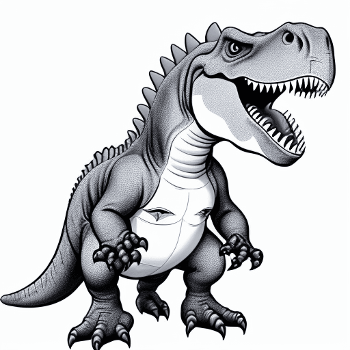 AI generated: coloring book for kids happy dinosaur baby t-rex draw just the lines the image fit the canvas and th...