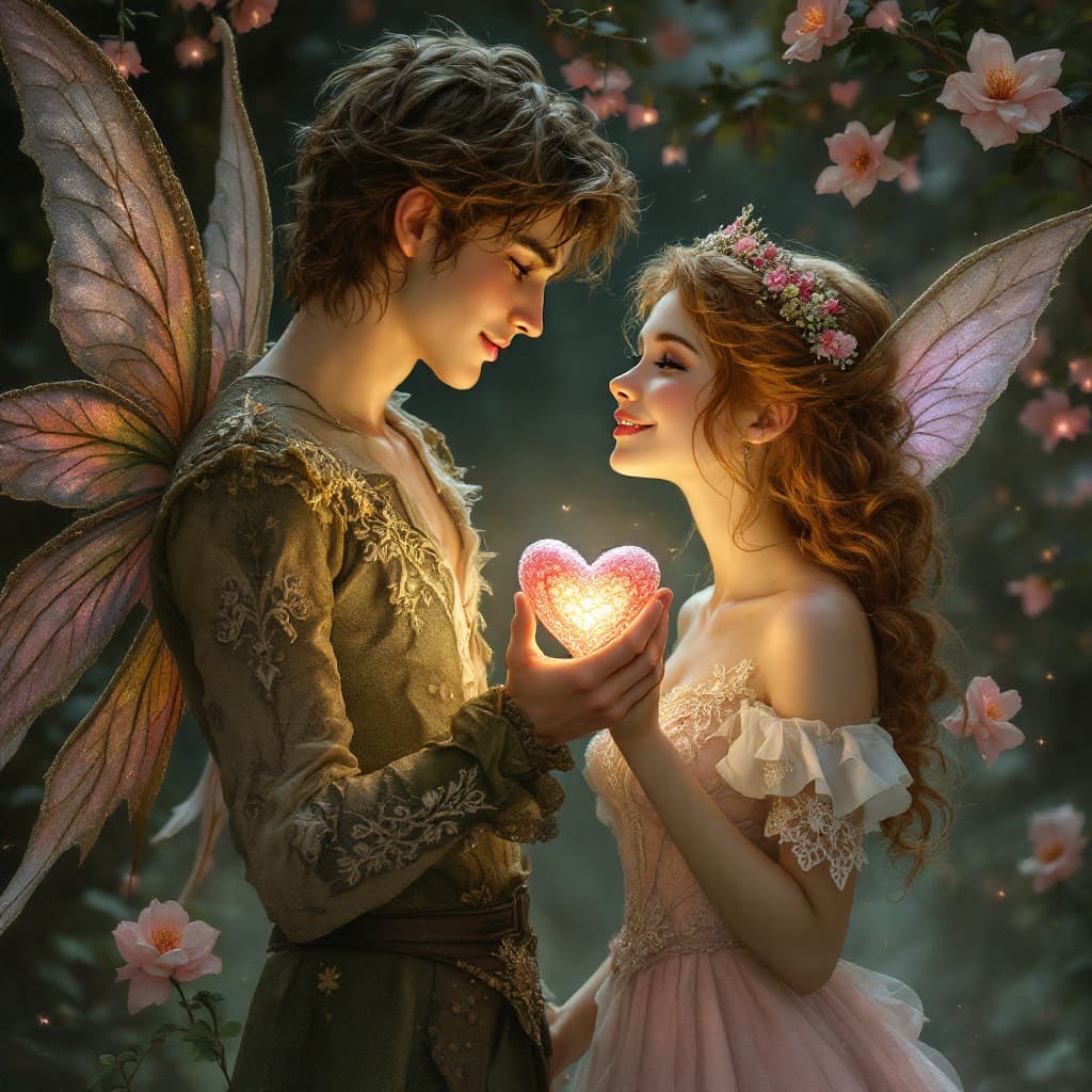 AI generated: in the style of josephine wall, james c christensen, and brian froud, of a handsome young fairy man ...