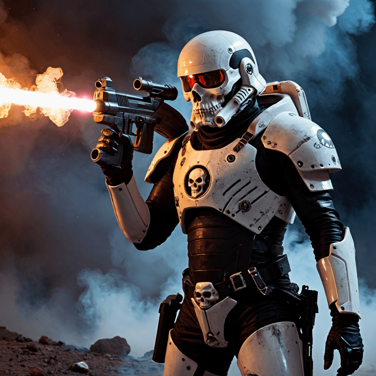 AI generated: We are in a dark, space-burial world. The main character: a man in the style of an undertaker – but ...