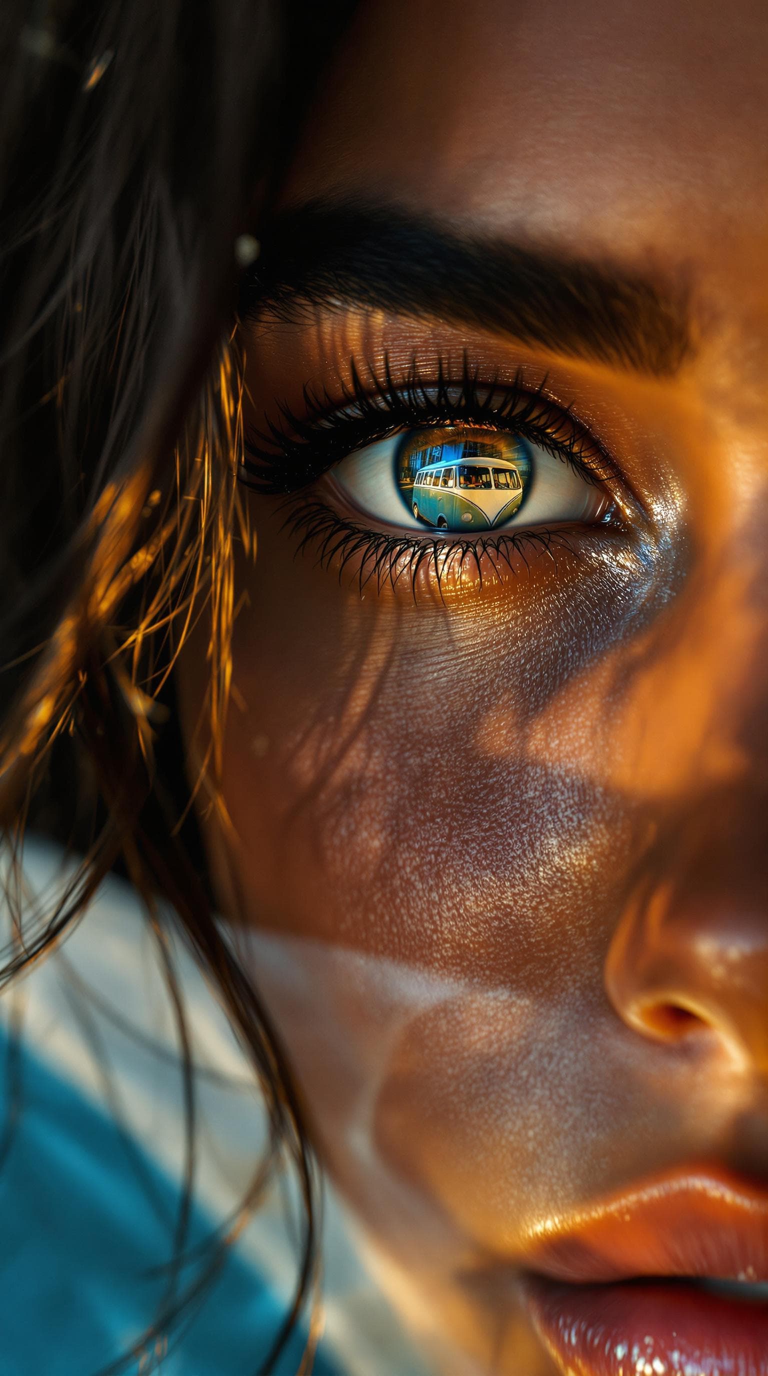 AI generated: a photo realistic,  close up photo of a beautiful Brazilian dark haired woman's  complete  face and ...