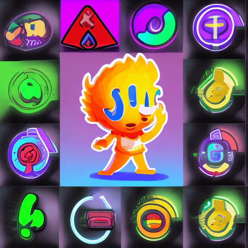 AI generated: Channel logo BigChiChi, Man Streamer, Many games around, game charecters, twitch logo, 8k, neon ligh...