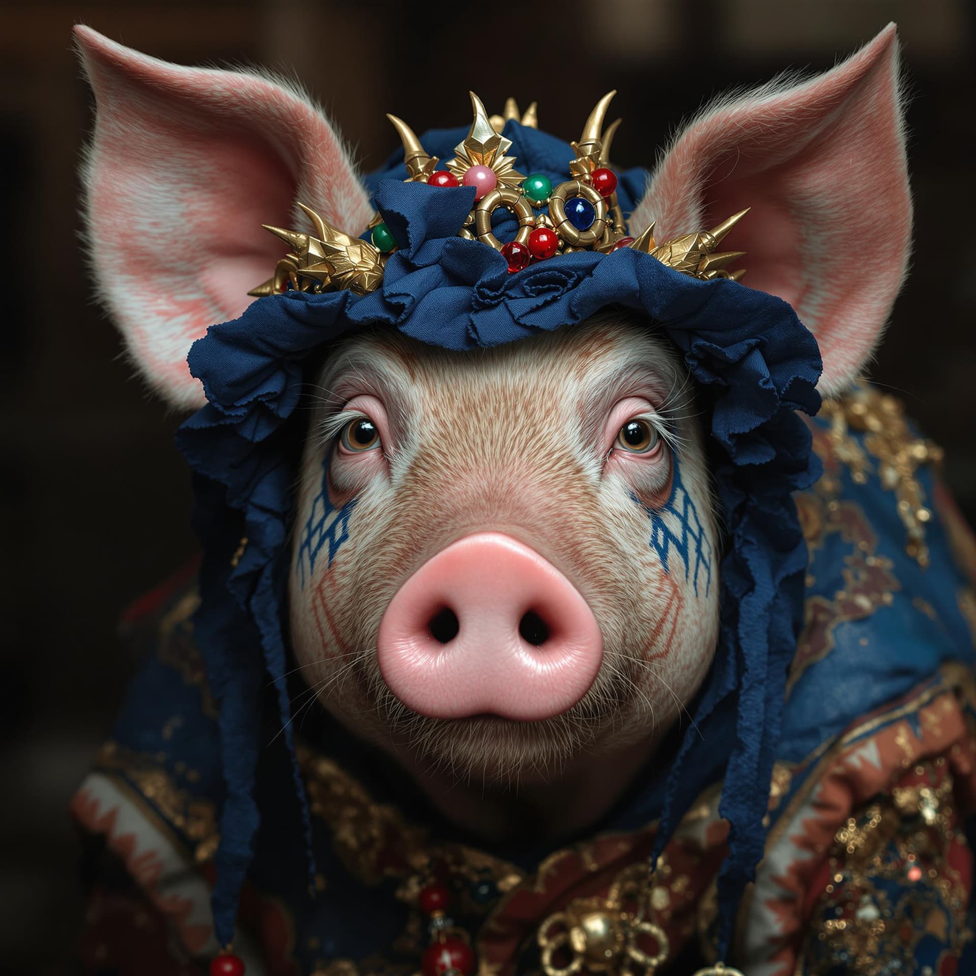 AI generated: 
makeup on a pig ((hyperealistic:3.2))

