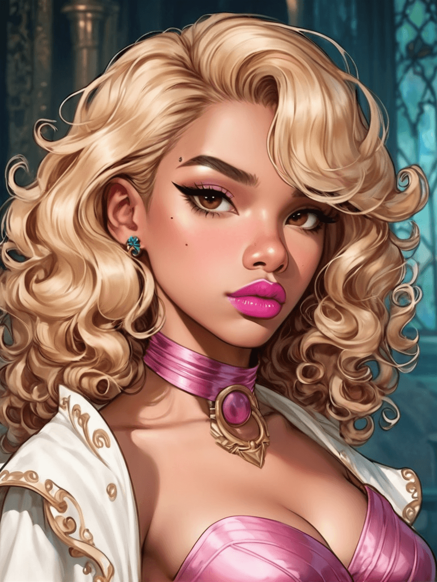 AI generated: Gothic style bonny Sylphlike (((african american:0.25)(Ashleigh Murray:0.25)(Alicia Keys:0.25)(Sevyn...