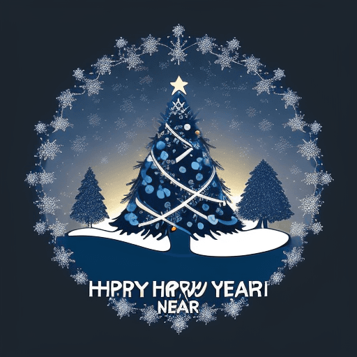 AI generated: Christmas night background with christmas tree silhouettes, garland decoration vector illustration. ...