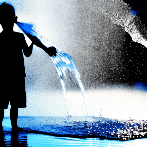 AI generated: water being thrown out.  silhouette.