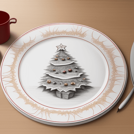 AI generated: detailed drawing plate on table merry christmas