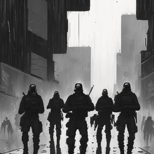 AI generated: Cyberpunk special forces, in the style of sam spratt, historical illustrations, old masters, genndy ...