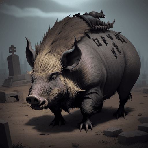 AI generated: last day on earth, death boar, graves, 