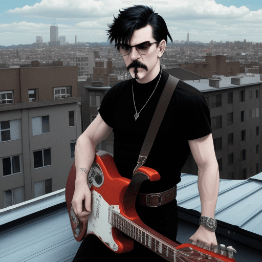 AI generated: Johnny saturn on the rooftops looking badass