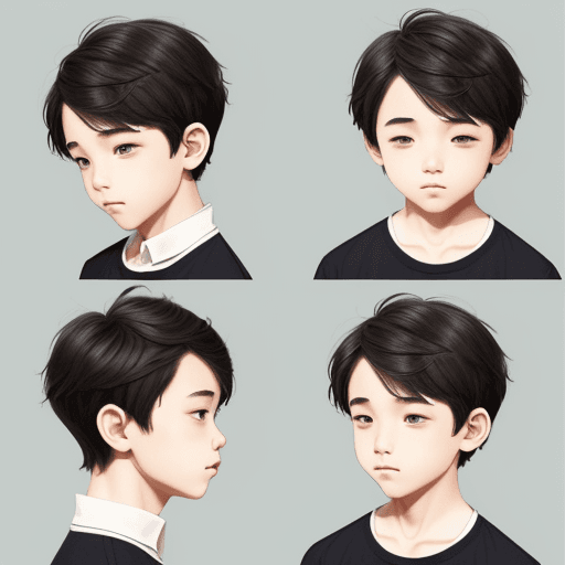 AI generated: Line sticker a boy short hair various moods