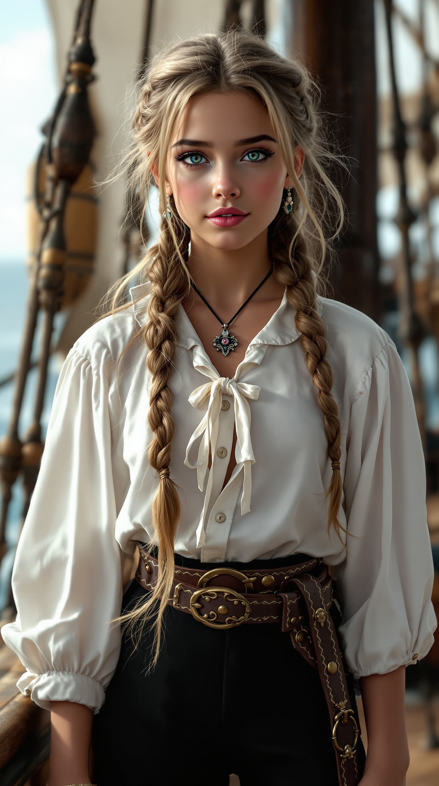 AI generated: An extraordinary professional photograph captures the world’s most beautiful tween girl standing con...