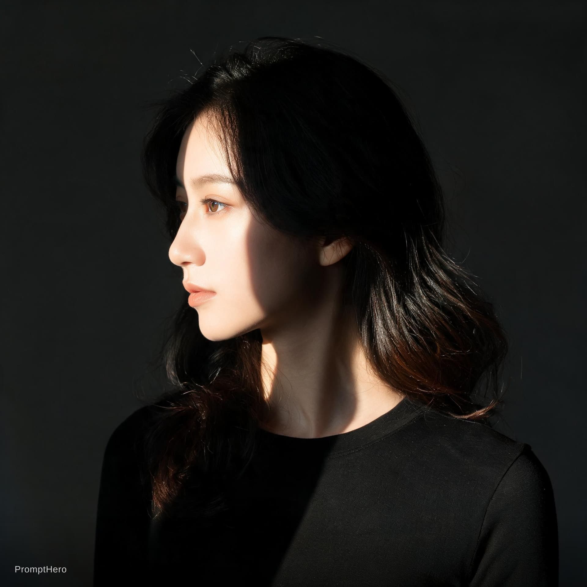 AI generated: high-resolution photograph, woman, stunning use of shadows, in the syle of crisp lines and forms,  U...