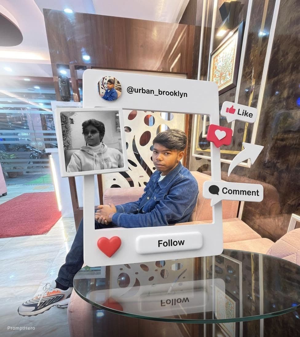 AI generated: A creative 3D photo manipulation of a social media profile interface,