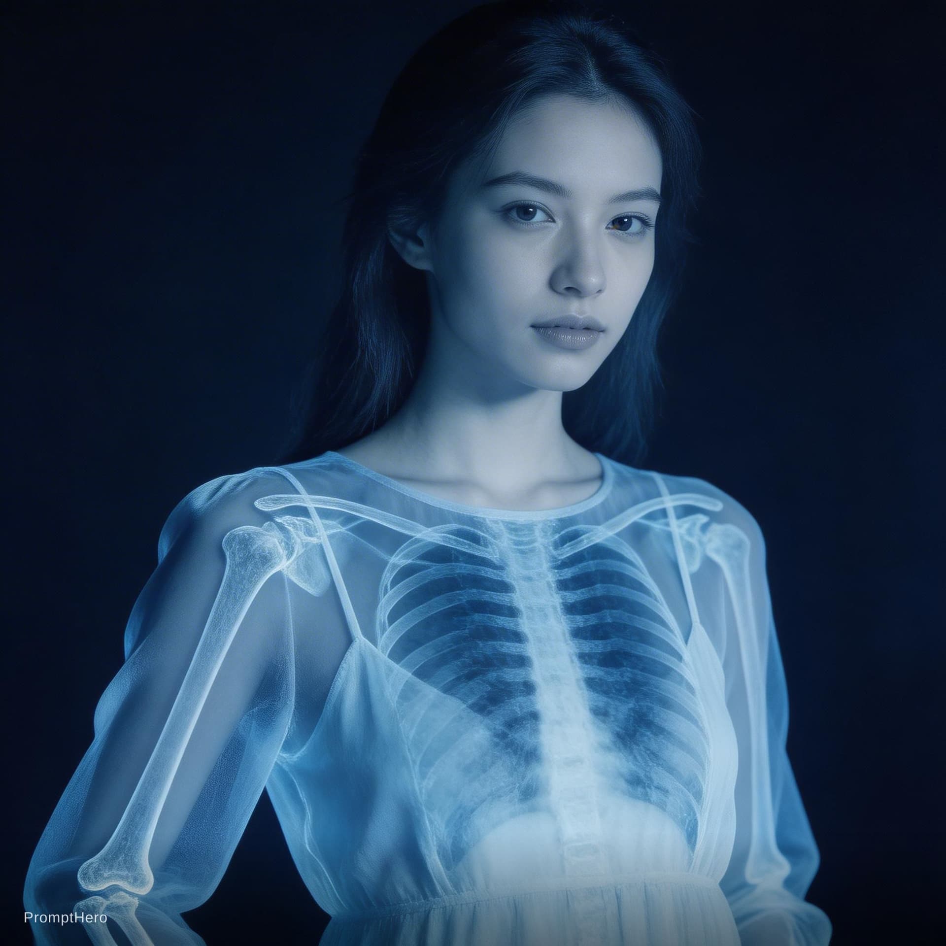 AI generated: x ray vision on cloths 
 on beautiful girls 