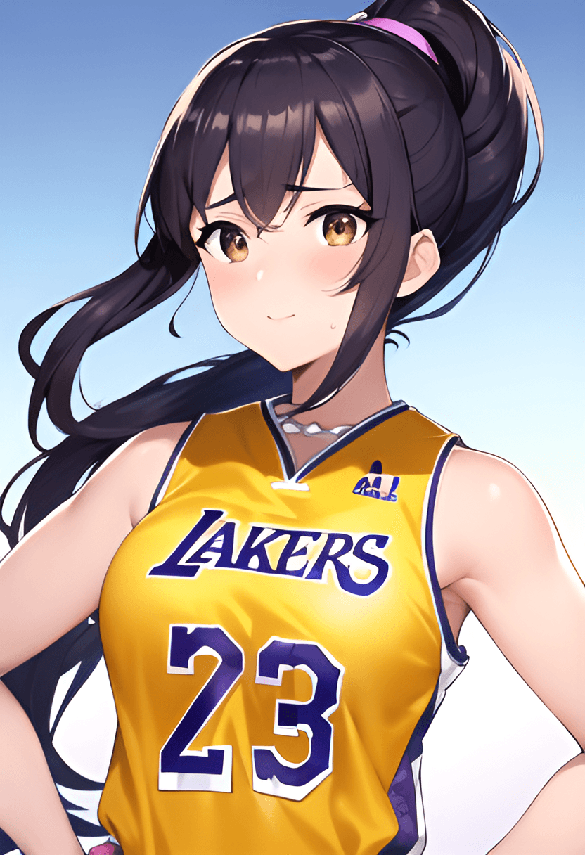 AI generated: An ultra-detailed beautiful art of an anime girl playing basketball, dribbling, ultra-realistic anim...