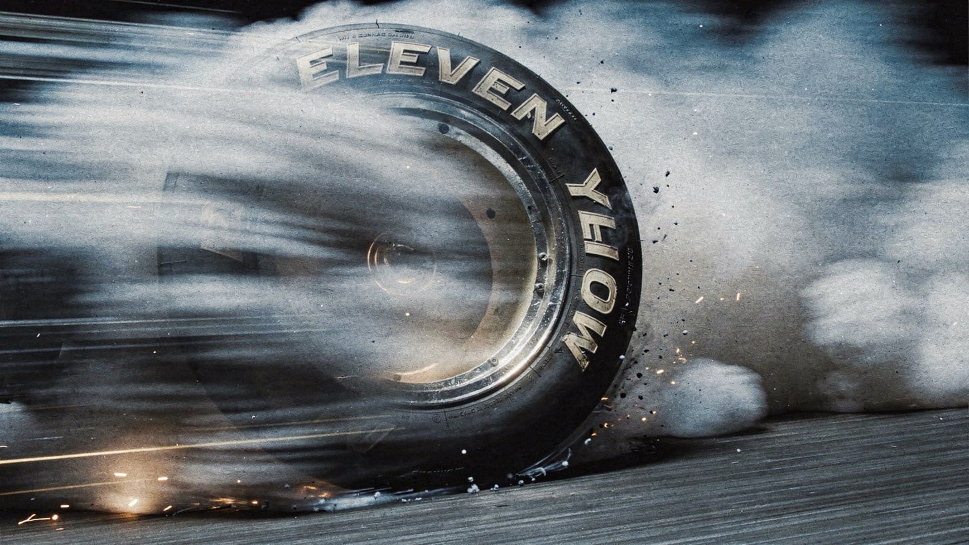 AI generated: cinematic close-up of a high performance racing tire spinning at extreme speed, dramatic burnout, th...