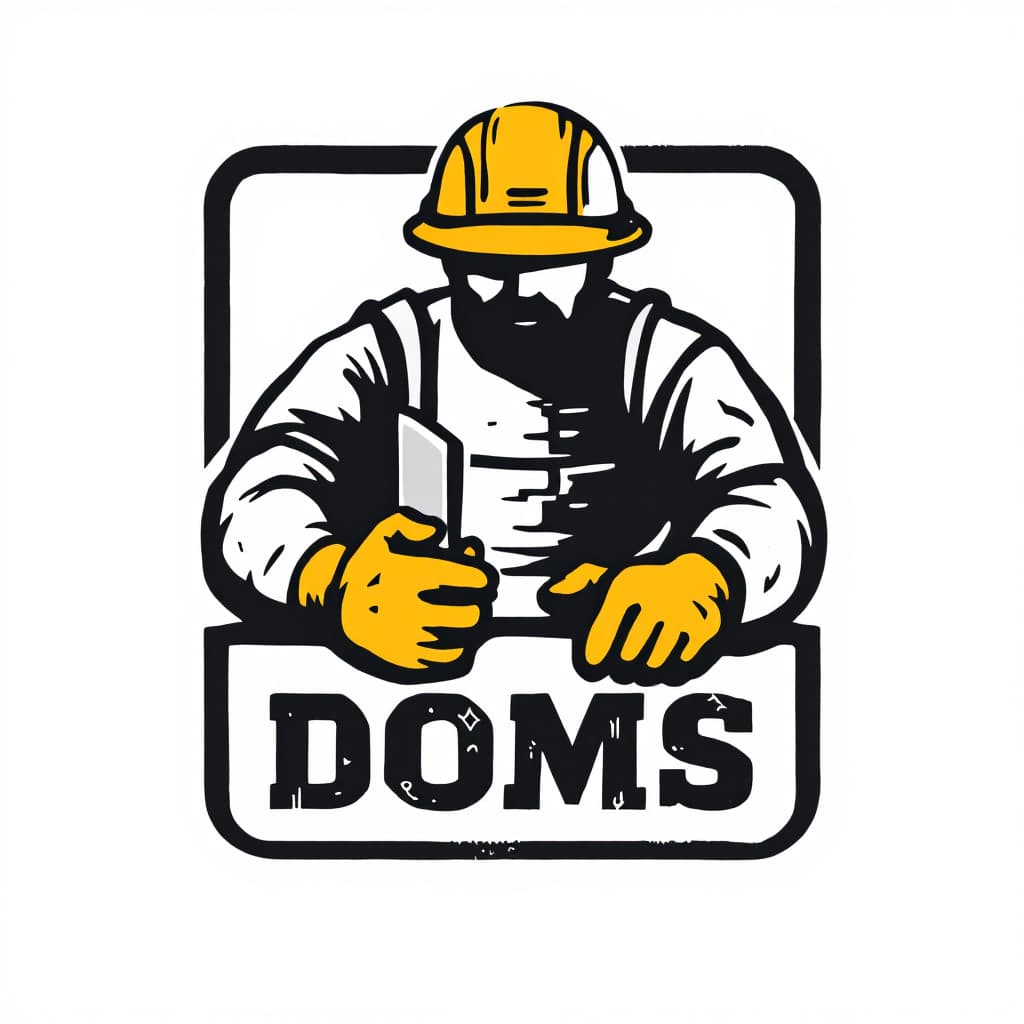 AI generated: Small contractor brand, focus on physical labor, hands-on masonry, concrete. Thick geometric shapes,...