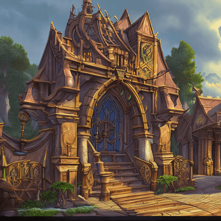 AI generated: world of warcraft architecture gameplay | found in popular mechanics magazine | digital art | digita...