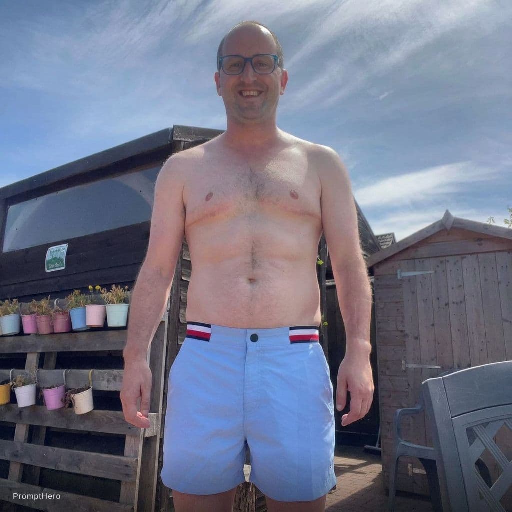 AI generated: Edit this photo of this male, he should have a prominent bulge. Keep everything else the same except...