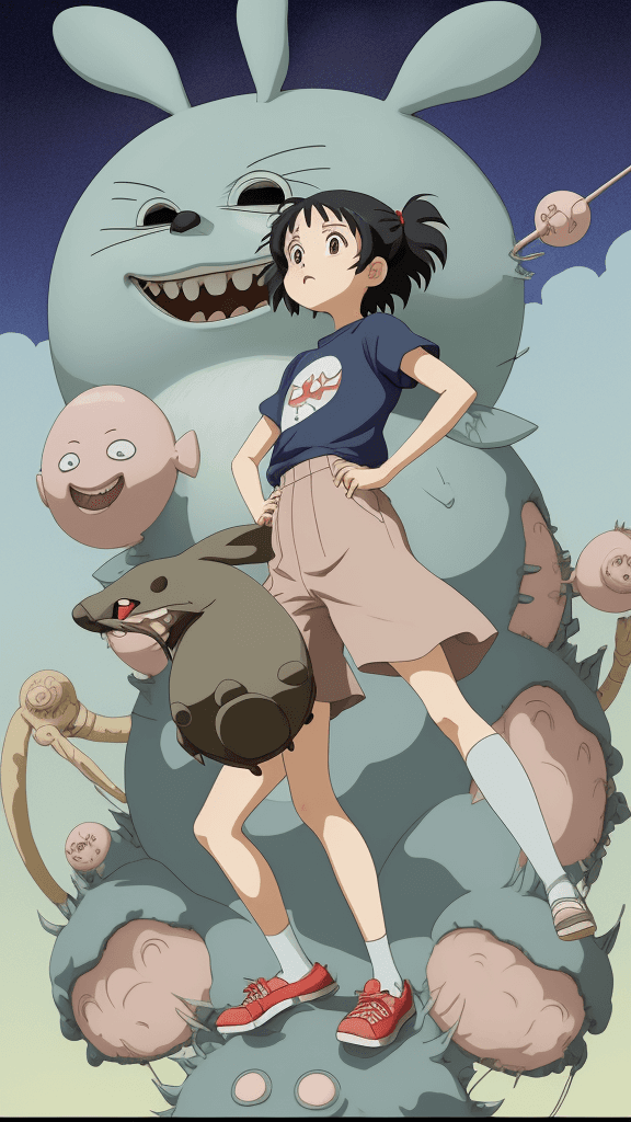 AI generated: nimrodo Studio Ghibli 16k4d rfktrstyle"funny pose in a strange goofy background" <lora:Vut_out_XL_MU...