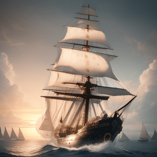 AI generated: Photo of a ultra realistic sailing ship, dramatic light, pale sunrise, cinematic lighting, battered,...