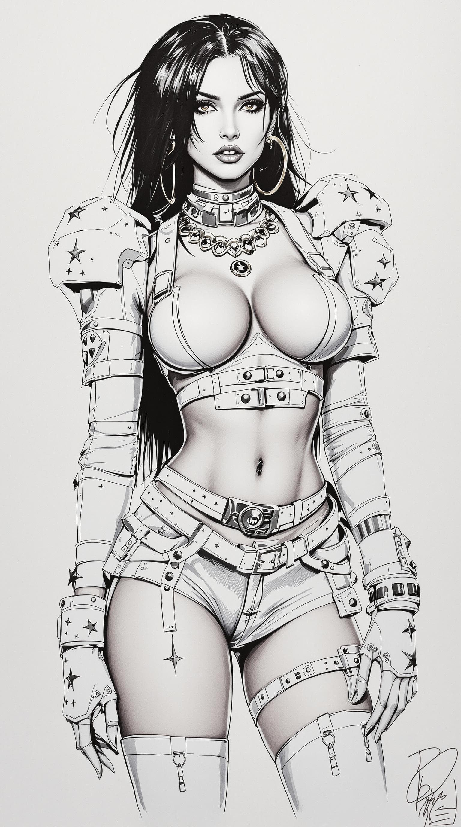AI generated: A captivating and surrealistic ink artwork that masterfully blends ultra-realism with punk-inspired ...