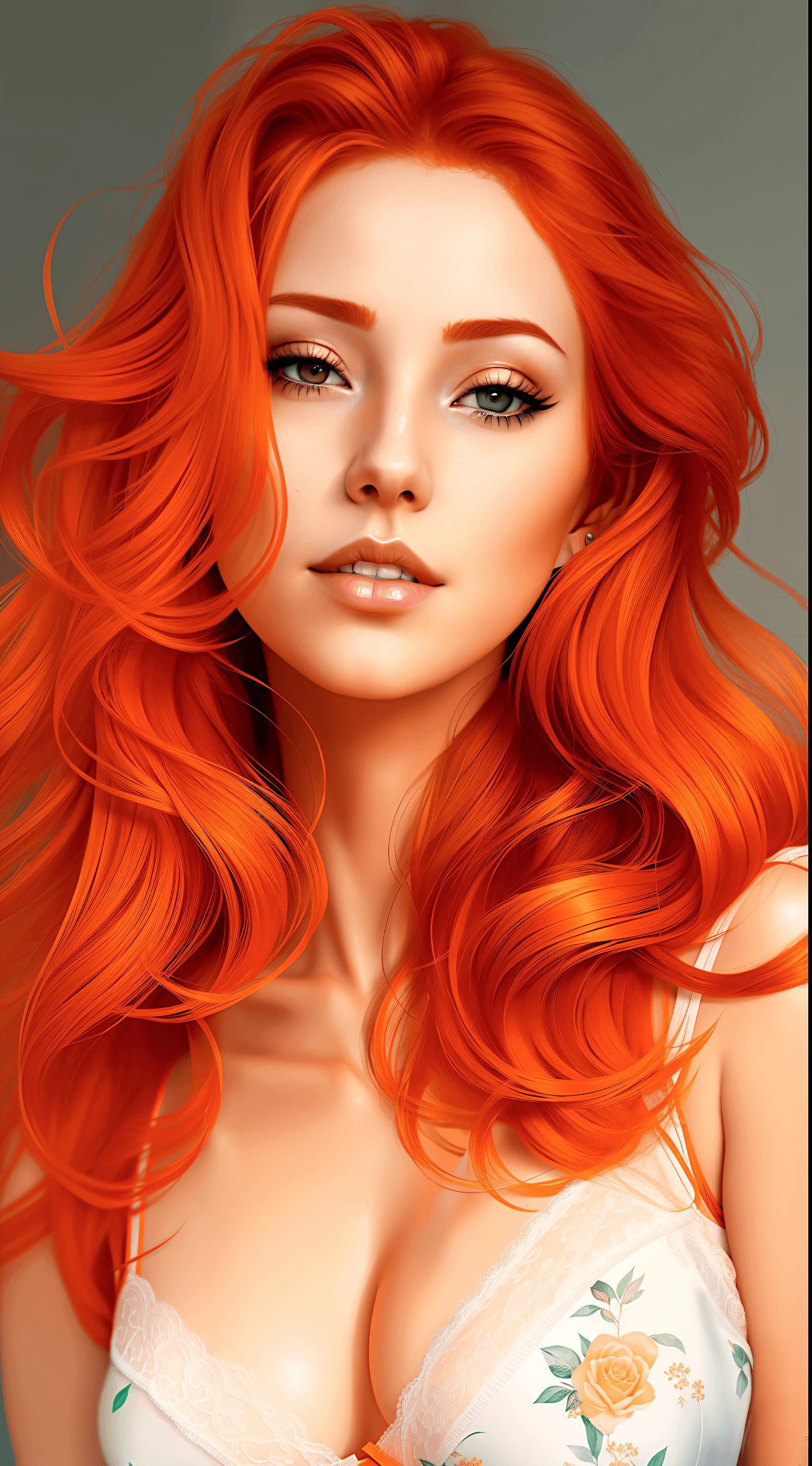 AI generated: A gorgeous woman with orange hair and a top, gorgeous digital painting, stunning illustration,  oliv...