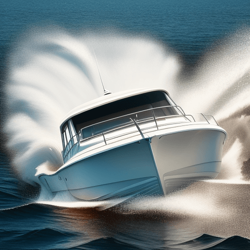 AI generated: a wite cool boat  driving through water