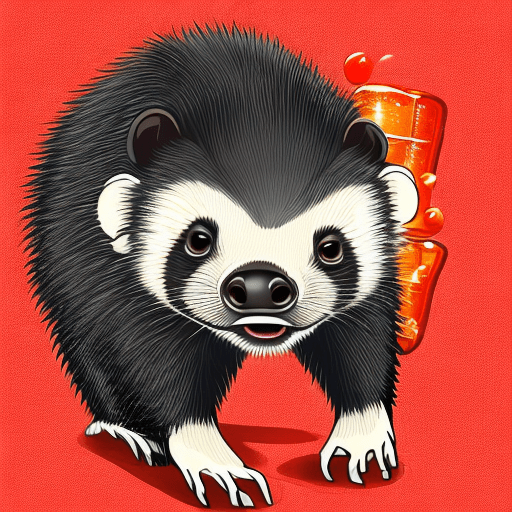 AI generated: vector illustration, cute honey badger, angry, watching at camera, cartoon