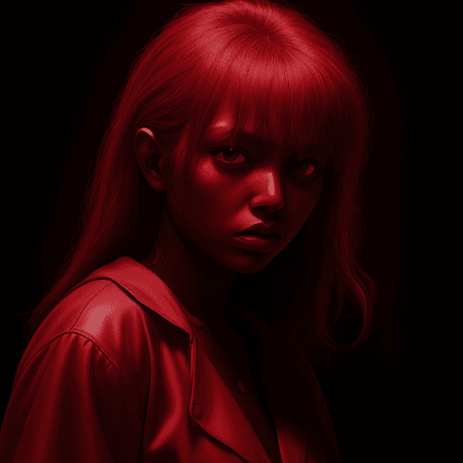 AI generated: hyperrealistic image YBA, red color, black background, dramatic light