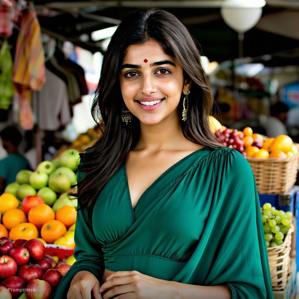 AI generated: A cheerful young girl named Vanya, a 25-year-old curvy Indian woman with a well-endowed figure, shar...