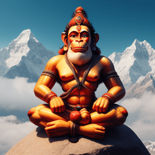 AI generated: hanuman take himalaya 