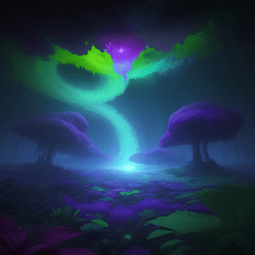 AI generated: A mysterious world floating in the universe, mysterious, saturated colors. Mysterious plants. The wo...