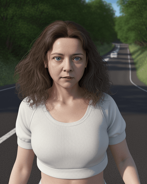 AI generated: Elaine is a lovely lady with slightly curly brown hair, big eyes and double eyelids, wearing a white...