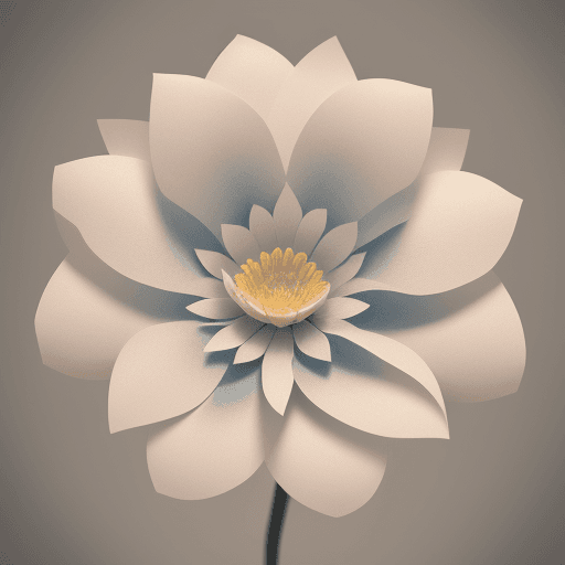 AI generated:  A paper cut of a flower, with soft colors, delicate petals, Art Frahm, accent lighting, muted backg...