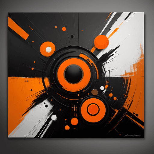 AI generated: the painting is colored in orange, black and yellow, in the style of complex compositions, dark whit...
