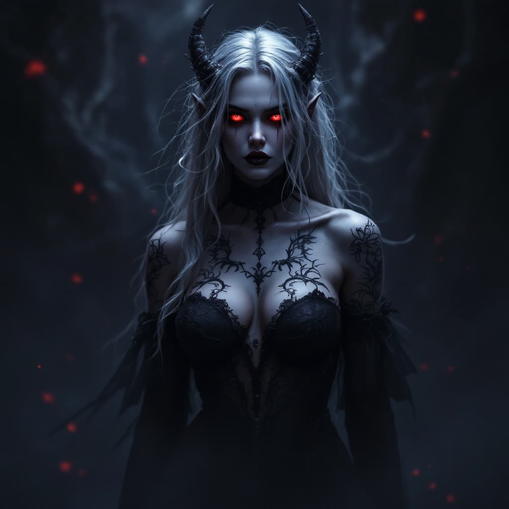 AI generated: a full body portrait of dark queen, dark fantasy randy theme, mystical, zoomed, Dark theme, underwor...