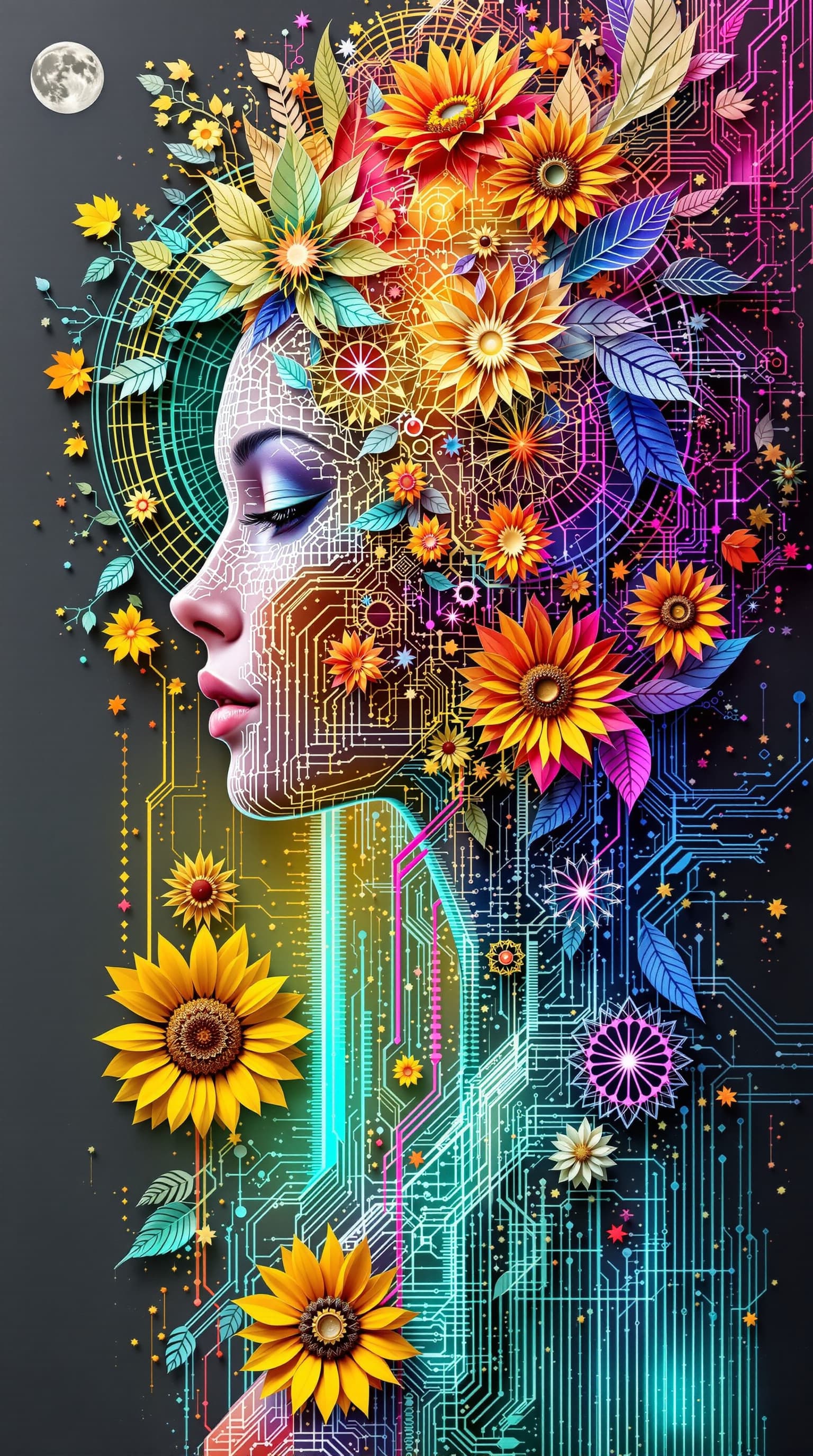 AI generated: 3D digital data mapped coded matrix blueprint, steampunk sculpture of Digital matrix art, glitched, ...