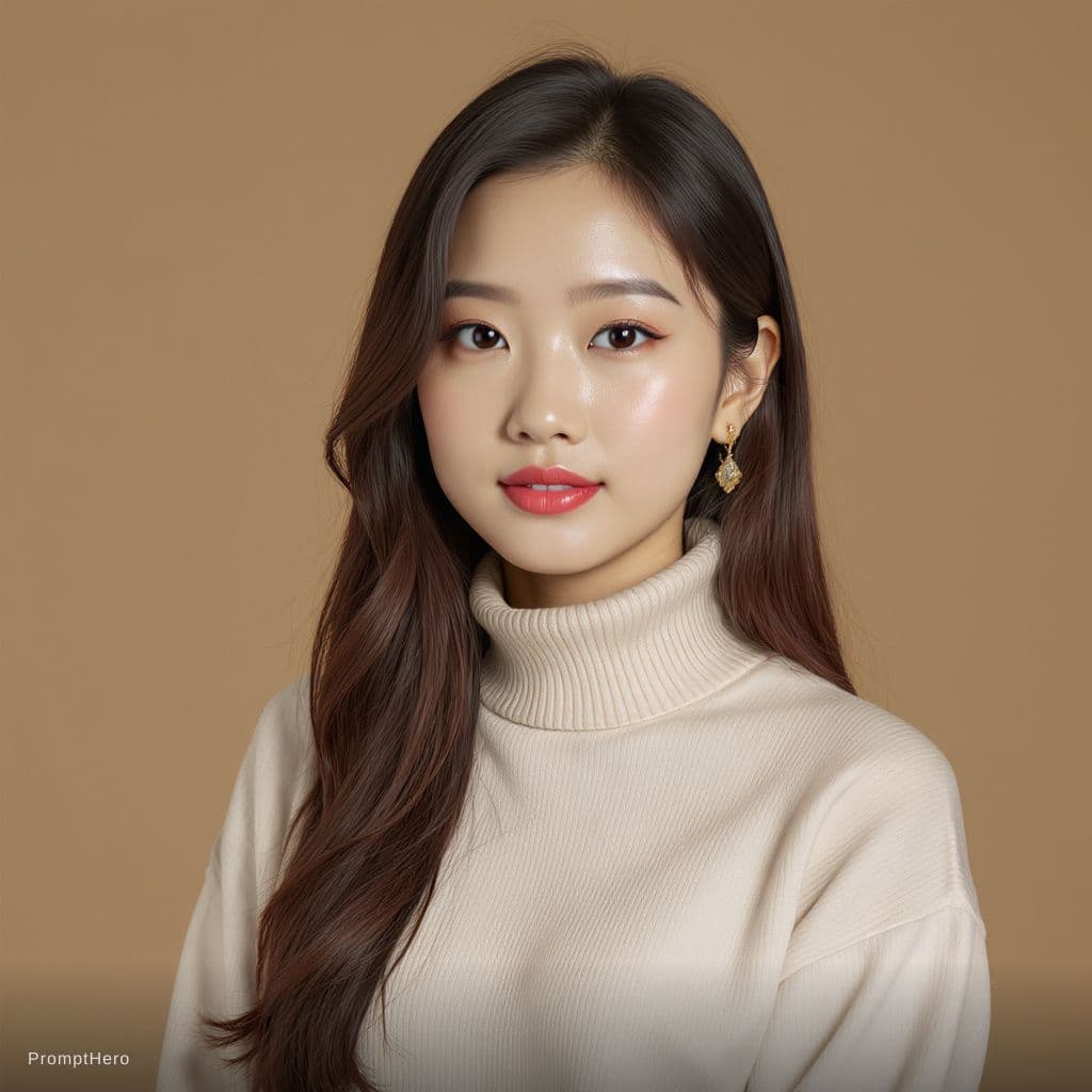 AI generated: A realistic, ultra-detailed full-body front-view depiction of asian young woman with no expression. ...