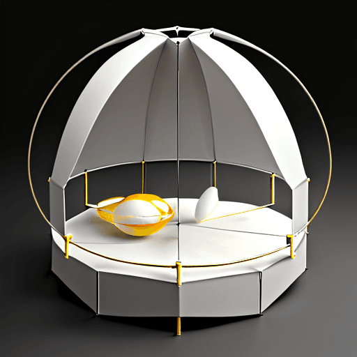 AI generated: an egg-shaped structure, it uses a kind of frame creating a circle at the base and a smaller one at ...