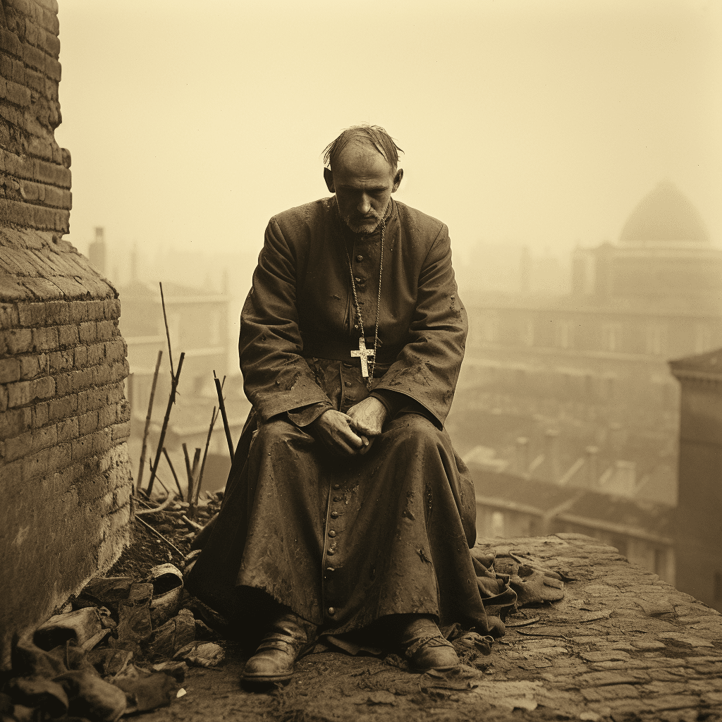 AI generated: This extremely brutal photograph taken in the 1920s, does not exist vatican´s secrets, cabinet card ...