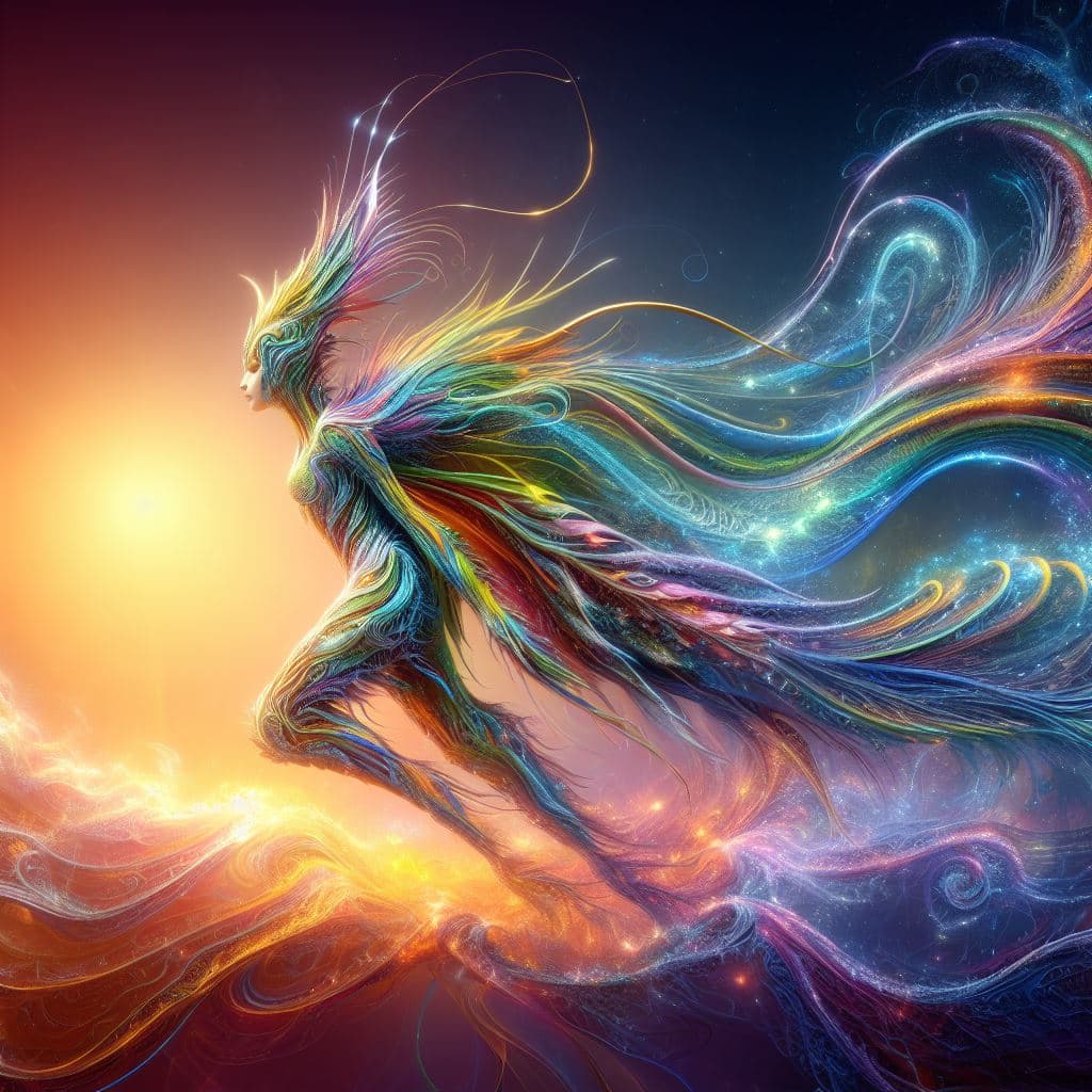 AI generated: a wonderful fantasy creature that has made the transition to a new level of existence, fantasy, ultr...